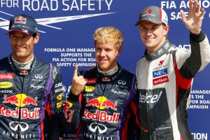 Red Bull's Sebastian Vettel and Mark Webber locked out the front row at Monza, with Hulkenberg third (Sauber Motorsport AG)