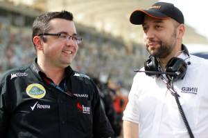 Gérard Lopez (right) has replaced Eric Boullier (left) as Lotus Team Principal (Andrew Ferraro/LAT Photographic)